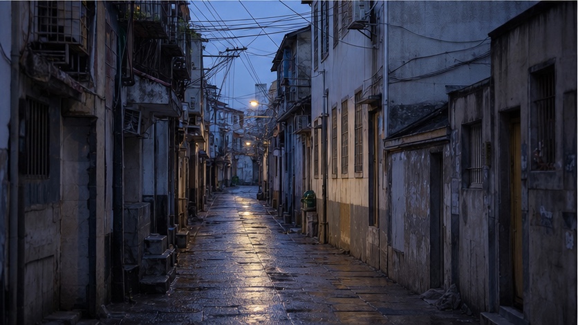雨后的旧城巷道